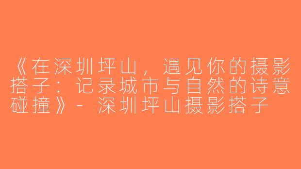 《在深圳坪山，遇见你的摄影搭子：记录城市与自然的诗意碰撞》-深圳坪山摄影搭子