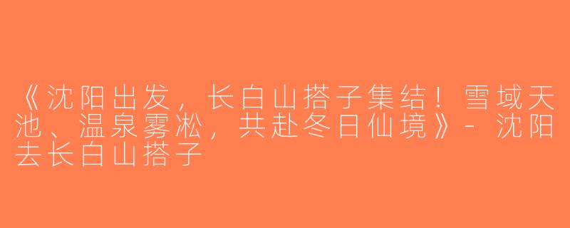 《沈阳出发，长白山搭子集结！雪域天池、温泉雾凇，共赴冬日仙境》-沈阳去长白山搭子