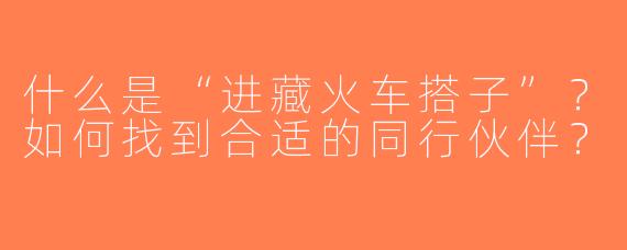 什么是“进藏火车搭子”？如何找到合适的同行伙伴？