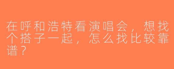 在呼和浩特看演唱会，想找个搭子一起，怎么找比较靠谱？