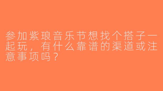参加紫琅音乐节想找个搭子一起玩，有什么靠谱的渠道或注意事项吗？