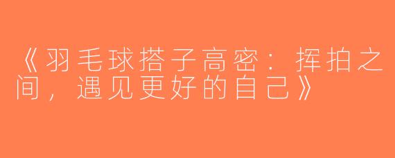 《羽毛球搭子高密:挥拍之间,遇见更好的自己》