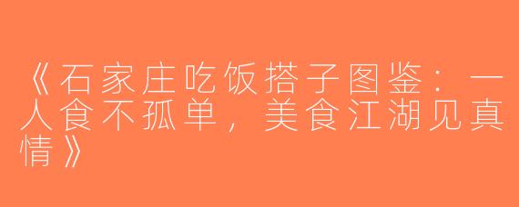 《石家庄吃饭搭子图鉴：一人食不孤单，美食江湖见真情》