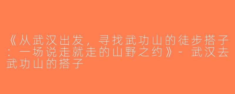 《从武汉出发，寻找武功山的徒步搭子：一场说走就走的山野之约》-武汉去武功山的搭子