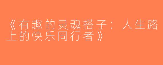 《有趣的灵魂搭子：人生路上的快乐同行者》