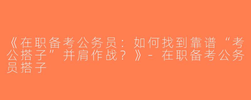 《在职备考公务员：如何找到靠谱“考公搭子”并肩作战？》-在职备考公务员搭子