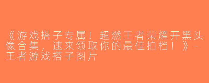 《游戏搭子专属！超燃王者荣耀开黑头像合集，速来领取你的最佳拍档！》-王者游戏搭子图片