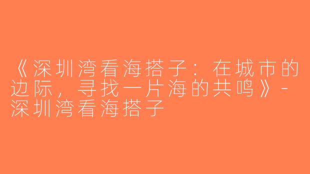 《深圳湾看海搭子：在城市的边际，寻找一片海的共鸣》-深圳湾看海搭子
