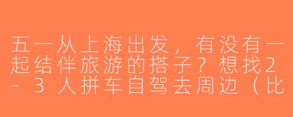 五一从上海出发，有没有一起结伴旅游的搭子？想找2-3人拼车自驾去周边（比如莫干山、千岛湖），费用AA，行程宽松，主打拍照和吃吃喝喝～
