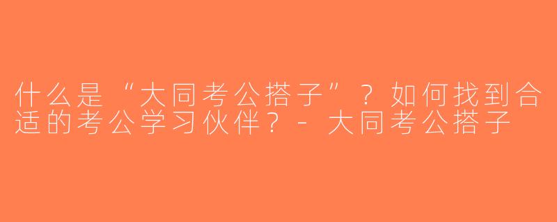 什么是“大同考公搭子”？如何找到合适的考公学习伙伴？-大同考公搭子