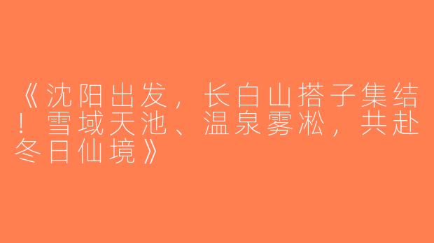 《沈阳出发，长白山搭子集结！雪域天池、温泉雾凇，共赴冬日仙境》