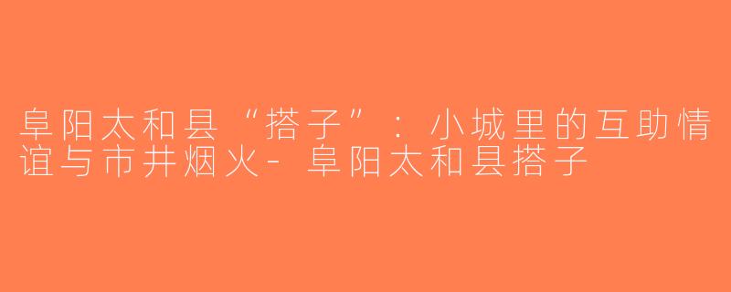 阜阳太和县“搭子”：小城里的互助情谊与市井烟火-阜阳太和县搭子