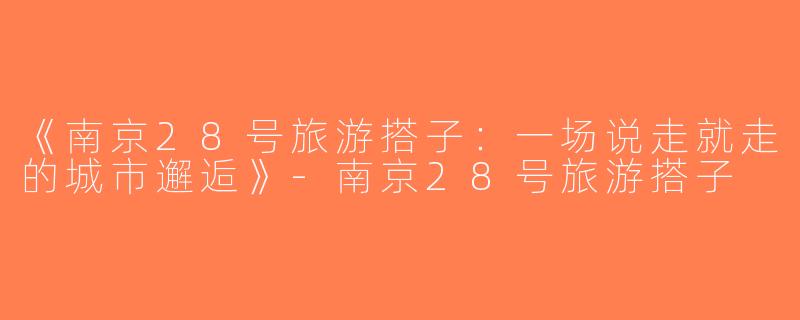《南京28号旅游搭子：一场说走就走的城市邂逅》-南京28号旅游搭子