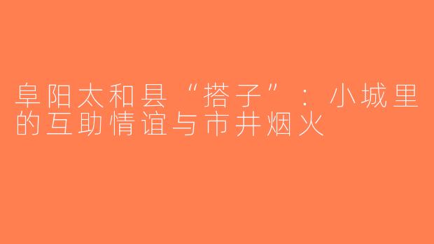 阜阳太和县“搭子”：小城里的互助情谊与市井烟火