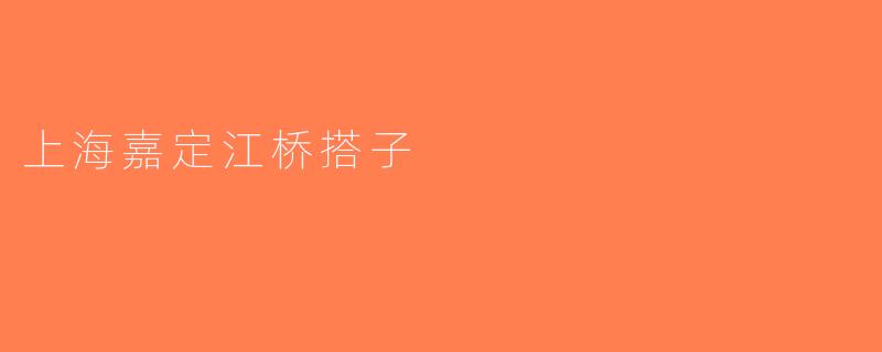 上海嘉定江桥搭子