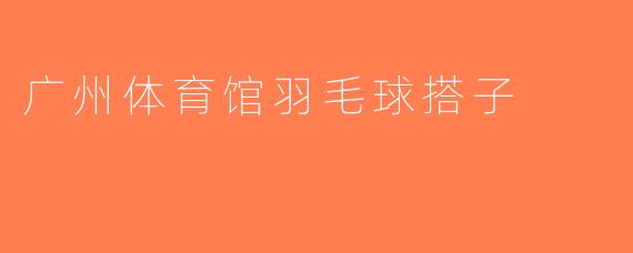 广州体育馆羽毛球搭子