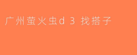 广州萤火虫d3找搭子