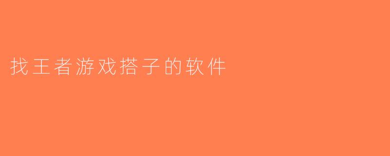 找王者游戏搭子的软件