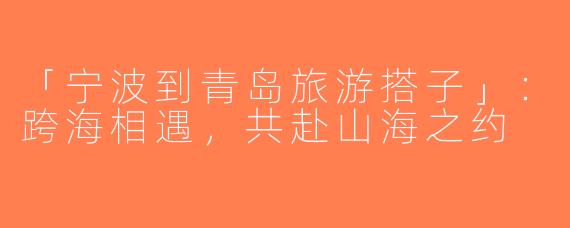 「宁波到青岛旅游搭子」：跨海相遇，共赴山海之约