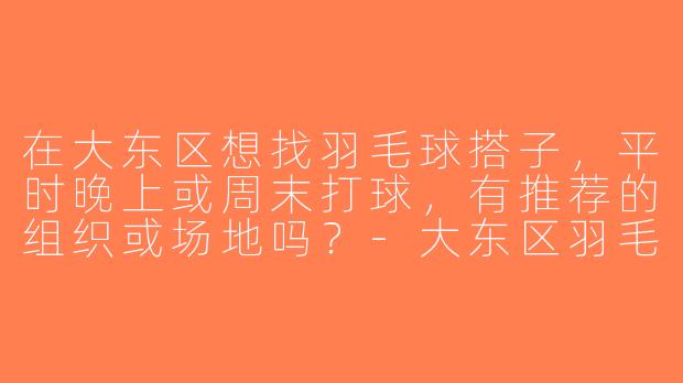 在大东区想找羽毛球搭子，平时晚上或周末打球，有推荐的组织或场地吗？-大东区羽毛球搭子