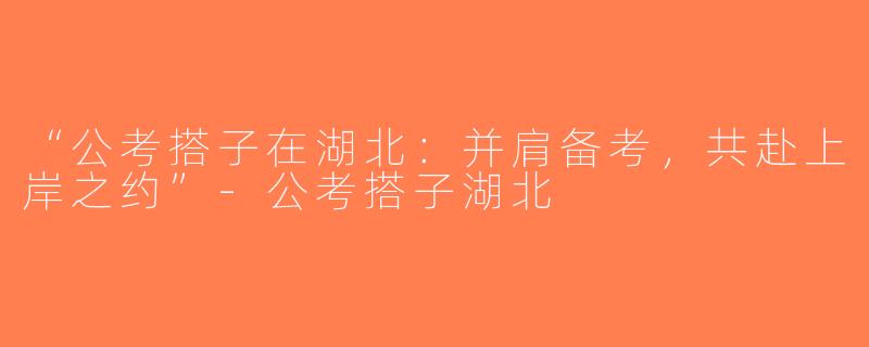 “公考搭子在湖北：并肩备考，共赴上岸之约”-公考搭子湖北