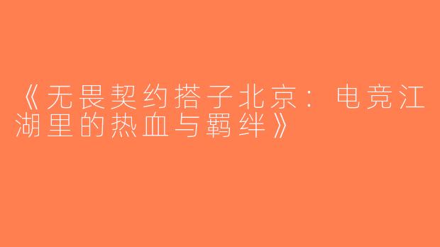 《无畏契约搭子北京：电竞江湖里的热血与羁绊》