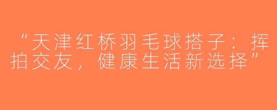 “天津红桥羽毛球搭子：挥拍交友，健康生活新选择”