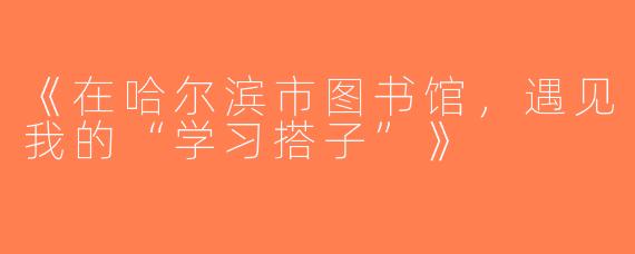 《在哈尔滨市图书馆，遇见我的“学习搭子”》