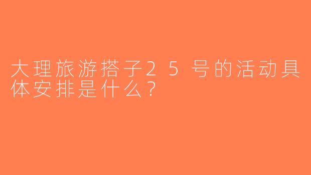 大理旅游搭子25号的活动具体安排是什么？