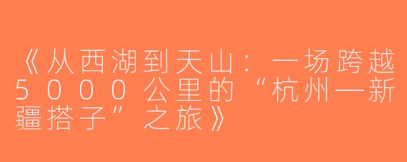 《从西湖到天山：一场跨越5000公里的“杭州—新疆搭子”之旅》