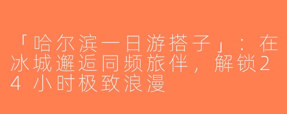 「哈尔滨一日游搭子」：在冰城邂逅同频旅伴，解锁24小时极致浪漫
