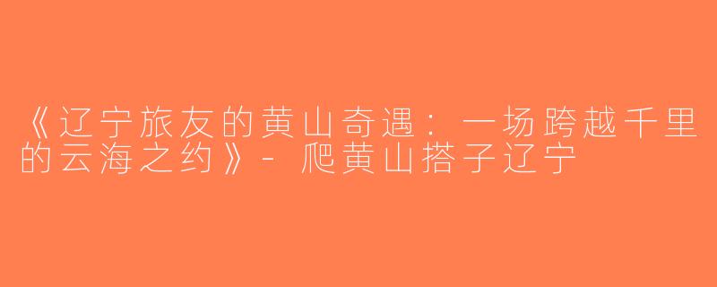 《辽宁旅友的黄山奇遇：一场跨越千里的云海之约》-爬黄山搭子辽宁