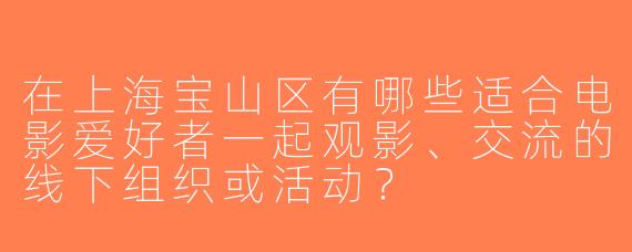在上海宝山区有哪些适合电影爱好者一起观影、交流的线下组织或活动？