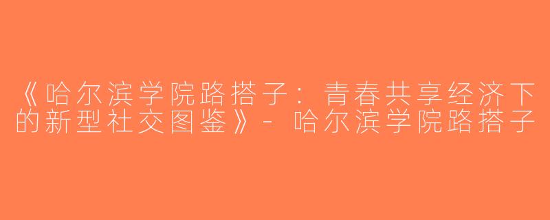 《哈尔滨学院路搭子：青春共享经济下的新型社交图鉴》-哈尔滨学院路搭子