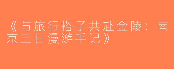 《与旅行搭子共赴金陵：南京三日漫游手记》