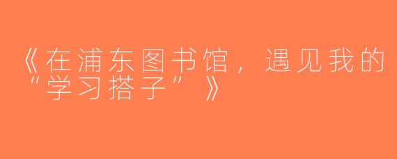 《在浦东图书馆，遇见我的“学习搭子”》