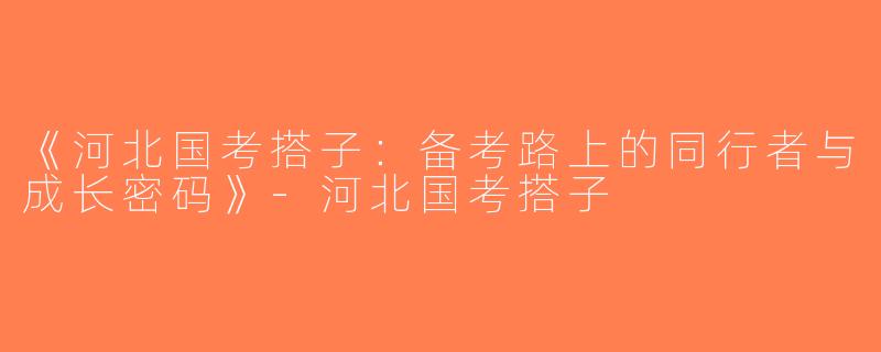 《河北国考搭子：备考路上的同行者与成长密码》-河北国考搭子