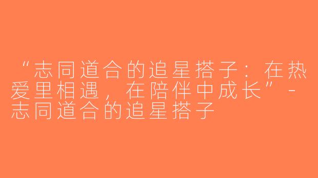 “志同道合的追星搭子：在热爱里相遇，在陪伴中成长”-志同道合的追星搭子