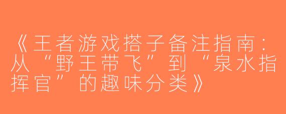 《王者游戏搭子备注指南：从“野王带飞”到“泉水指挥官”的趣味分类》