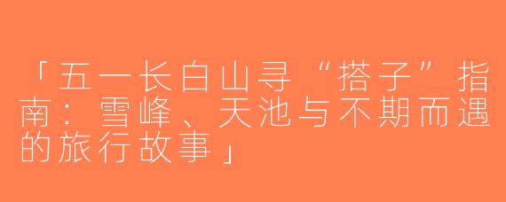 「五一长白山寻“搭子”指南：雪峰、天池与不期而遇的旅行故事」