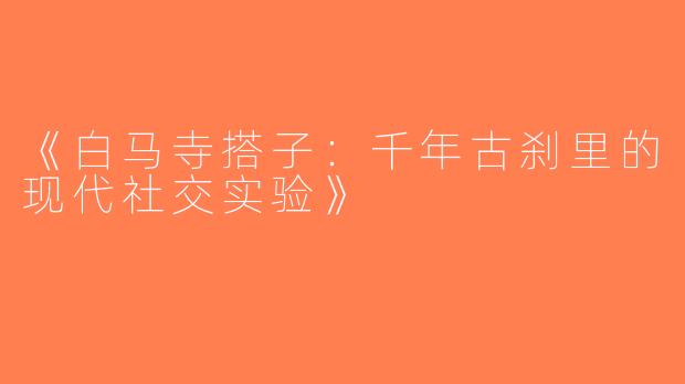 《白马寺搭子：千年古刹里的现代社交实验》