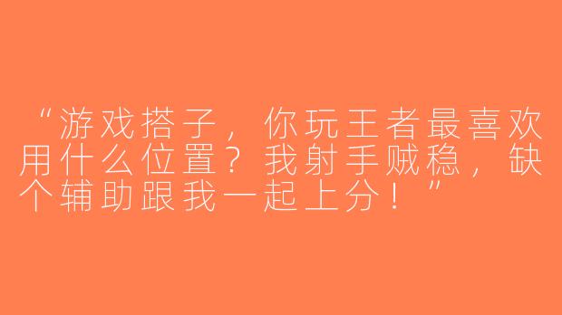 “游戏搭子，你玩王者最喜欢用什么位置？我射手贼稳，缺个辅助跟我一起上分！”