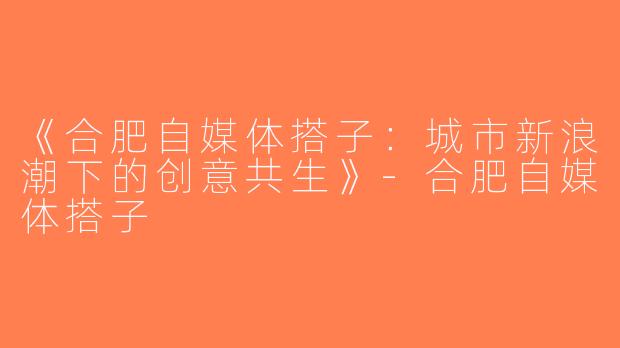 《合肥自媒体搭子：城市新浪潮下的创意共生》-合肥自媒体搭子
