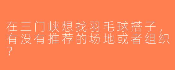 在三门峡想找羽毛球搭子，有没有推荐的场地或者组织？