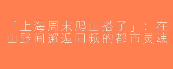 「上海周末爬山搭子」：在山野间邂逅同频的都市灵魂
