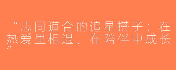“志同道合的追星搭子：在热爱里相遇，在陪伴中成长”