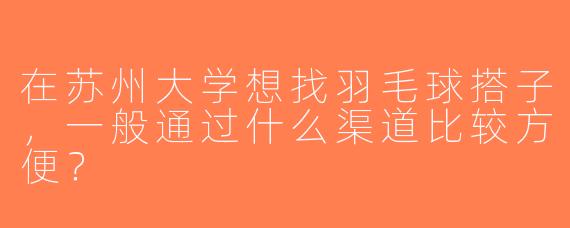 在苏州大学想找羽毛球搭子，一般通过什么渠道比较方便？