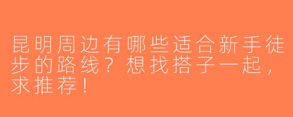 昆明周边有哪些适合新手徒步的路线？想找搭子一起，求推荐！