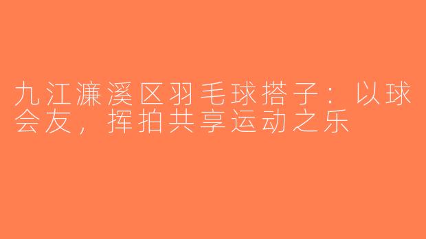 九江濂溪区羽毛球搭子：以球会友，挥拍共享运动之乐