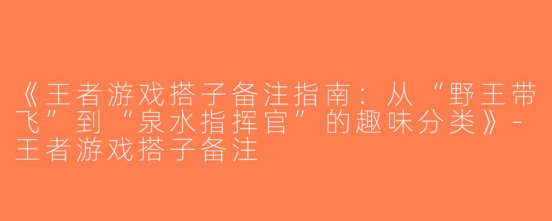 《王者游戏搭子备注指南：从“野王带飞”到“泉水指挥官”的趣味分类》-王者游戏搭子备注